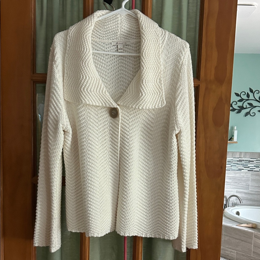 JM Collection Ivory Knit Cardigan
